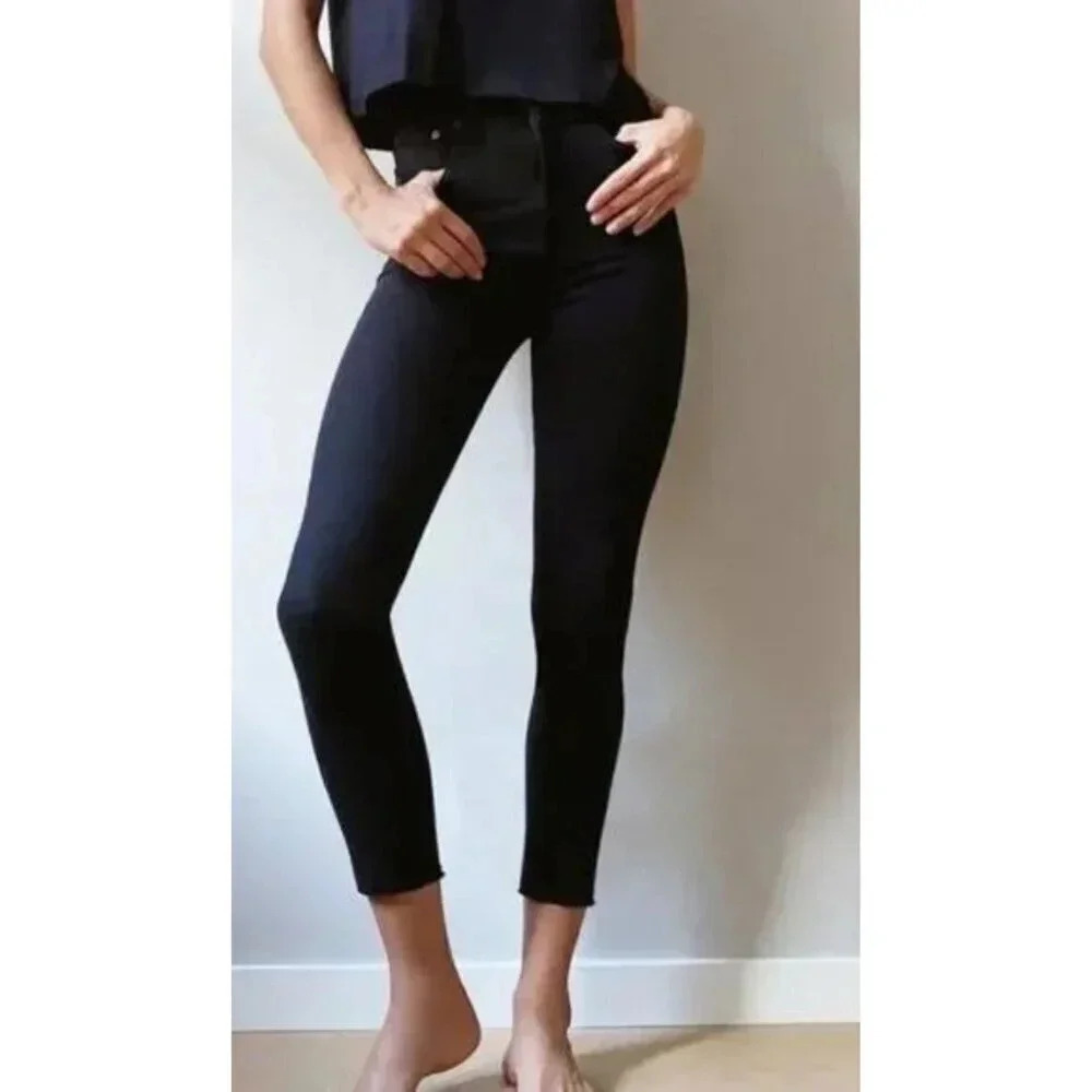 Aritzia Denim Forum Womens Size 27 Lola High Rise Skinny Crop Black Wash Jeans